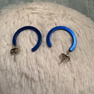 5pc Coloured Hoop Earrings and Pyramid Shaped Studs